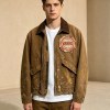 Custom Brown Distressed Corduroy Collar Work Jacket