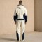 Custom Cream Navy Colorblock Fleece Tracksuit