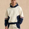 Custom Cream Navy Colorblock Fleece Tracksuit