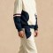 Custom Cream Navy Colorblock Fleece Tracksuit