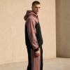 Custom Pink Black Colorblock Fleece Tracksuit