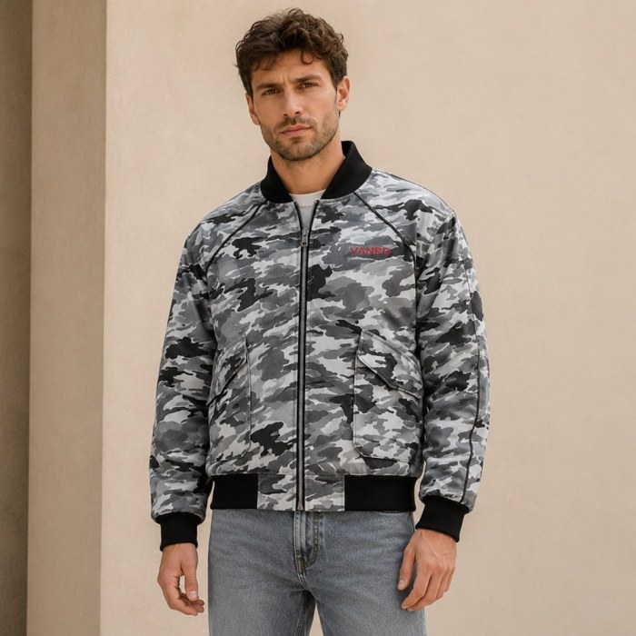 Custom Grey Camo All-Over Print Bomber Jacket