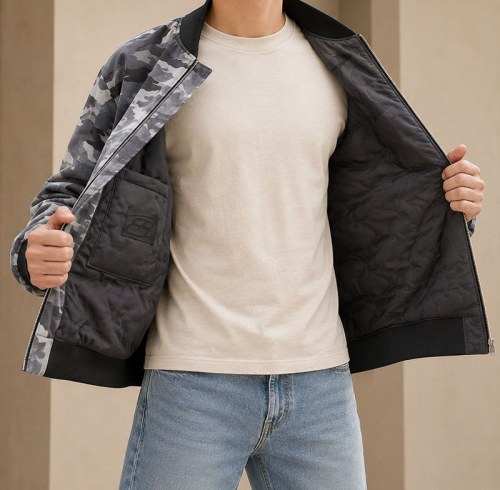 Custom Grey Camo All-Over Print Bomber Jacket