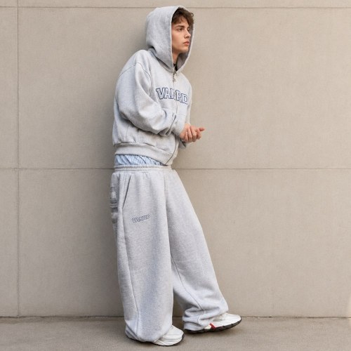 Custom Light Grey Oversized Fleece Tracksuit