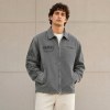 Custom Faded Grey Rose Embroidery Vintage Work Jacket