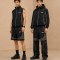 Custom Black Grey Convertible Zip-Off Nylon Tracksuit