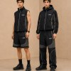 Custom Black Grey Convertible Zip-Off Nylon Tracksuit