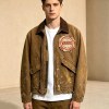 Custom Brown Distressed Corduroy Collar Work Jacket