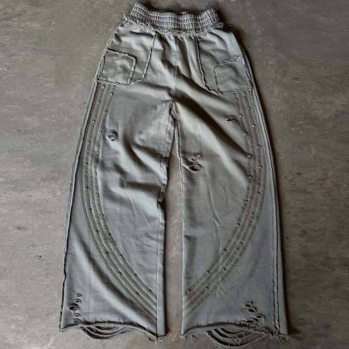 Custom Pink Fleece Distressed Studded Sweatpants