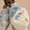 Custom Cream Mountain Print Sherpa Fleece Jacket