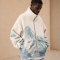 Custom Cream Mountain Print Sherpa Fleece Jacket