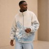 Custom Cream Mountain Print Sherpa Fleece Jacket
