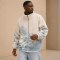 Custom Cream Mountain Print Sherpa Fleece Jacket