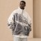 Custom Cream Mountain Print Sherpa Fleece Jacket