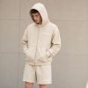 Custom Washed Black & Off-White Fleece Hoodie Shorts Tracksuit