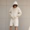 Custom Washed Black & Off-White Fleece Hoodie Shorts Tracksuit