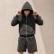 Custom Washed Black & Off-White Fleece Hoodie Shorts Tracksuit