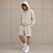 Custom Washed Black & Off-White Fleece Hoodie Shorts Tracksuit