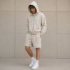 Custom Washed Black & Off-White Fleece Hoodie Shorts Tracksuit