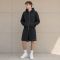 Custom Washed Black & Off-White Fleece Hoodie Shorts Tracksuit