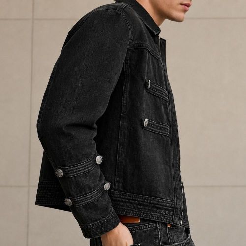 Custom Washed Black Cotton Work Jacket