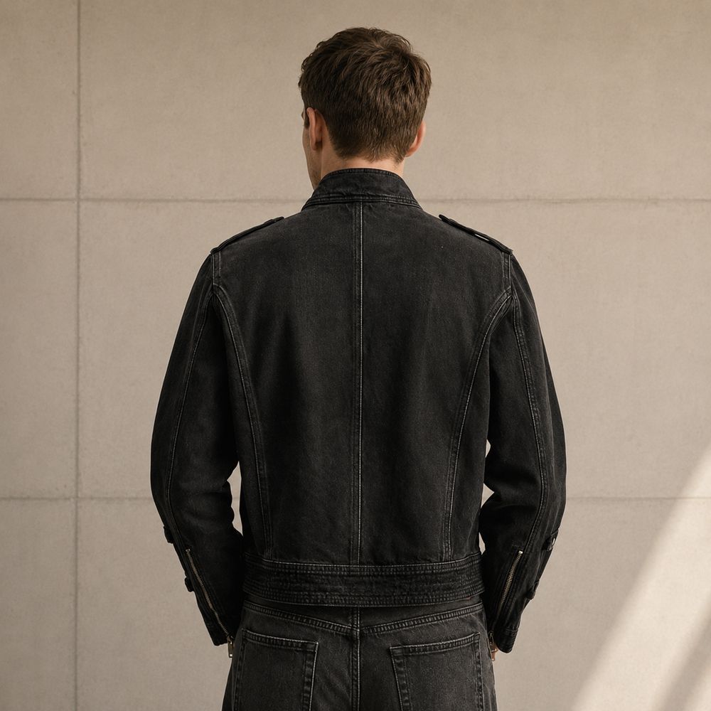 Custom Washed Black Cotton Work Jacket