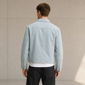 Custom Washed Light Blue Cotton Chore Coat