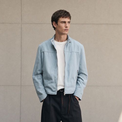 Custom Washed Light Blue Cotton Chore Coat