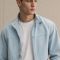 Custom Washed Light Blue Cotton Chore Coat