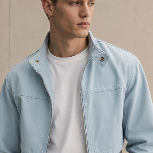 Custom Washed Light Blue Cotton Chore Coat
