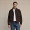 Custom Brown Faux Suede Stand Collar Jacket