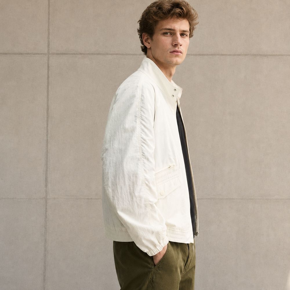 Custom Off-White Cotton Harrington Jacket