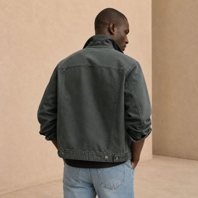 Custom Washed Black Cotton Chore Coat