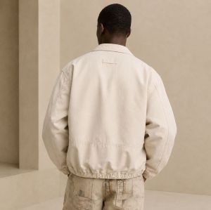 Custom Off-White Cotton Chore Coat with Patches
