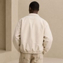 Custom Off-White Cotton Chore Coat with Patches
