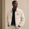 Custom Off-White Cotton Chore Coat with Patches