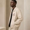 Custom Off-White Cotton Chore Coat with Patches