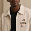 Custom Off-White Cotton Chore Coat with Patches
