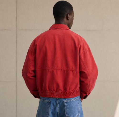 Custom Washed Red Cotton Coach Jacket