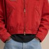Custom Washed Red Cotton Coach Jacket