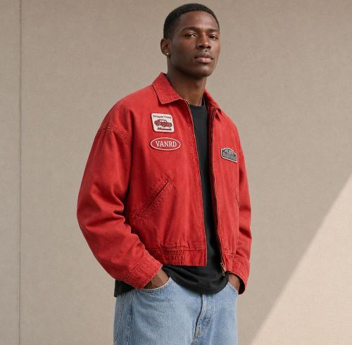 Custom Washed Red Cotton Coach Jacket