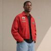 Custom Washed Red Cotton Coach Jacket