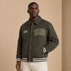 Custom Olive Wool Blend Varsity Jacket