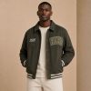 Custom Olive Wool Blend Varsity Jacket