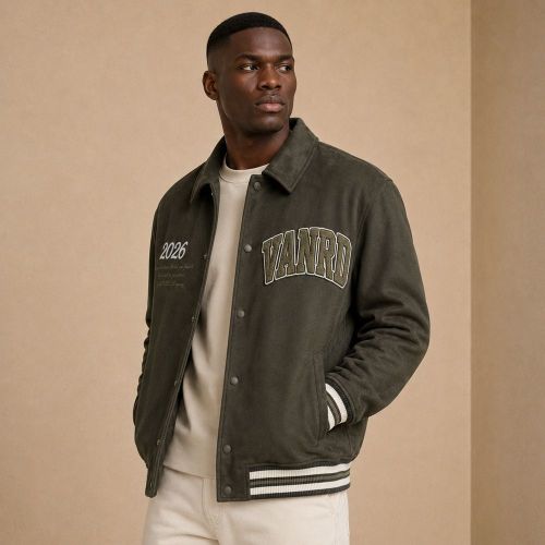 Custom Olive Wool Blend Varsity Jacket