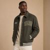Custom Olive Wool Blend Varsity Jacket