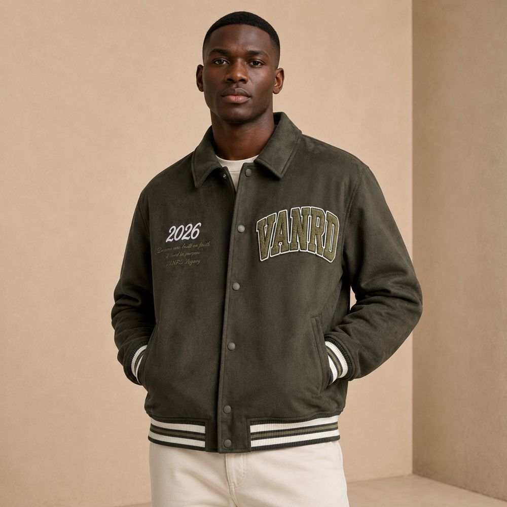 Custom Olive Wool Blend Varsity Jacket