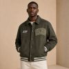 Custom Olive Wool Blend Varsity Jacket