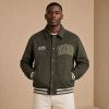 Custom Olive Wool Blend Varsity Jacket