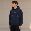 Custom Washed Navy Cotton Pullover Hoodie